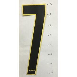 HARO STICKER - NUMBER 7 - BLACK/ YELLOW TRIM - 7"*