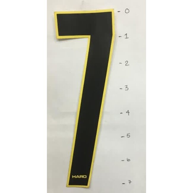 HARO STICKER - NUMBER 7 - BLACK/ YELLOW TRIM - 7"*