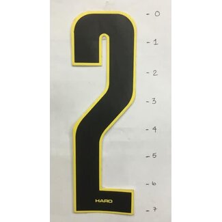HARO STICKER - NUMBER 2 - BLACK/ YELLOW TRIM - 7"*