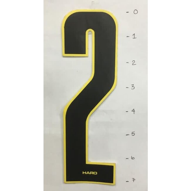 HARO STICKER - NUMBER 2 - BLACK/ YELLOW TRIM - 7"*
