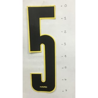 HARO STICKER - NUMBER 5 - BLACK/ YELLOW TRIM - 7"*