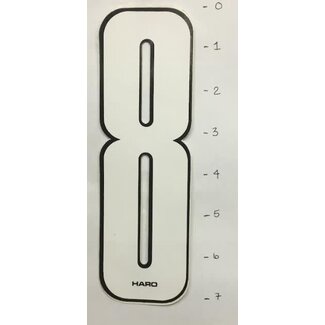 HARO STICKER - NUMBER 8 - WHITE/ BLACK TRIM - 7"*