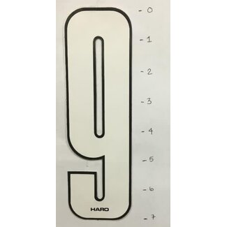 HARO STICKER - NUMBER 9 - WHITE/ BLACK TRIM - 7"*