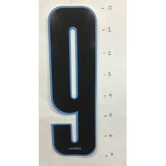 HARO STICKER - NUMBER 9 - BLACK/ BLUE TRIM - 7"*