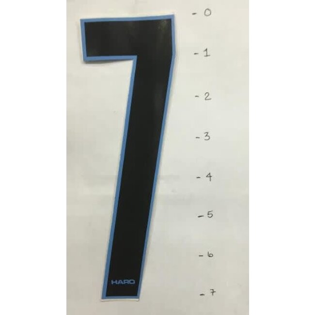 HARO STICKER - NUMBER 7 - BLACK/ BLUE TRIM - 7"*