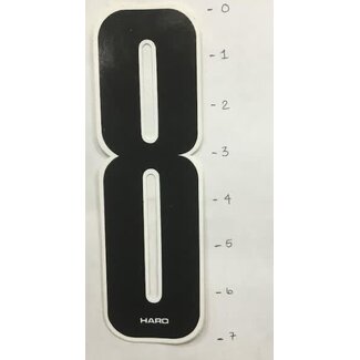 HARO STICKER - NUMBER 8 - BLACK/ WHITE TRIM - 7"*