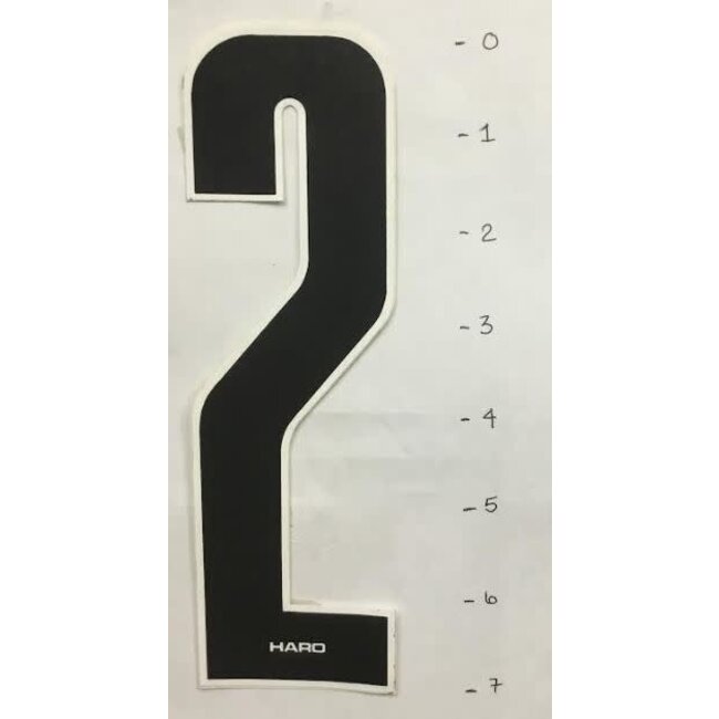 HARO STICKER - NUMBER 2 - BLACK/ WHITE TRIM - 7"*