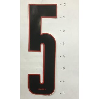HARO STICKER - NUMBER 5 - BLACK/ RED TRIM - 7"*