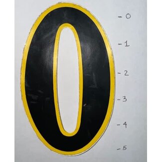STICKER – NUMBER 0 – BLACK / YELLOW TRIM - 5"