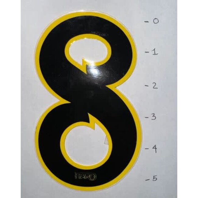 HARO STICKER – NUMBER 8 – BLACK / YELLOW TRIM - 5"
