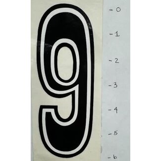STICKER - NUMBER 9 – BLACK / WHITE TRIM - 6"