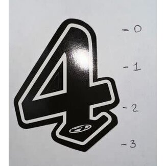 STICKER - NUMBER 4 – BLACK W/ WHITE TRIM - 3"