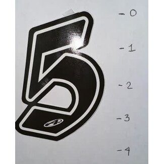 STICKER - NUMBER 5 – BLACK W/ WHITE TRIM - 3"