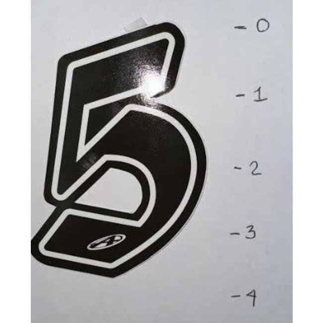 STICKER - NUMBER 5 – BLACK W/ WHITE TRIM - 3"