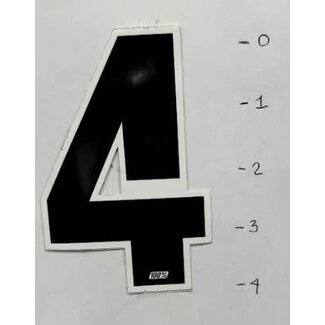 STICKER - NUMBER 4 – BLACK W/WHITE TRIM - 4"