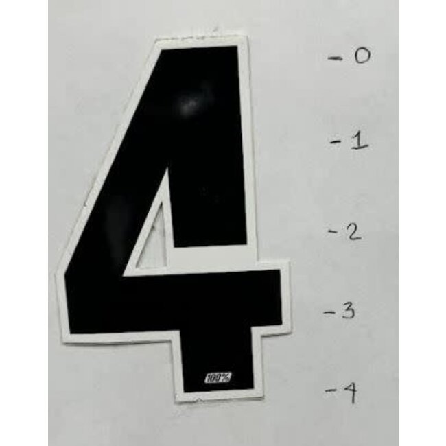 STICKER - NUMBER 4 – BLACK W/WHITE TRIM - 4"