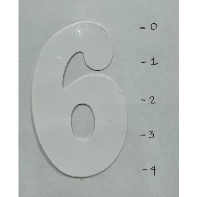 STICKER - NUMBER 6 – WHITE - 4"