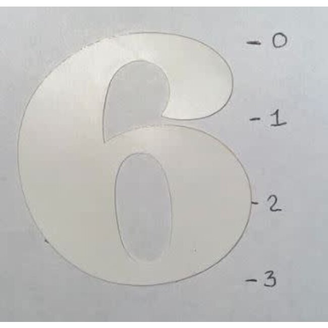 STICKER - NUMBER 6 - WHITE - 3"
