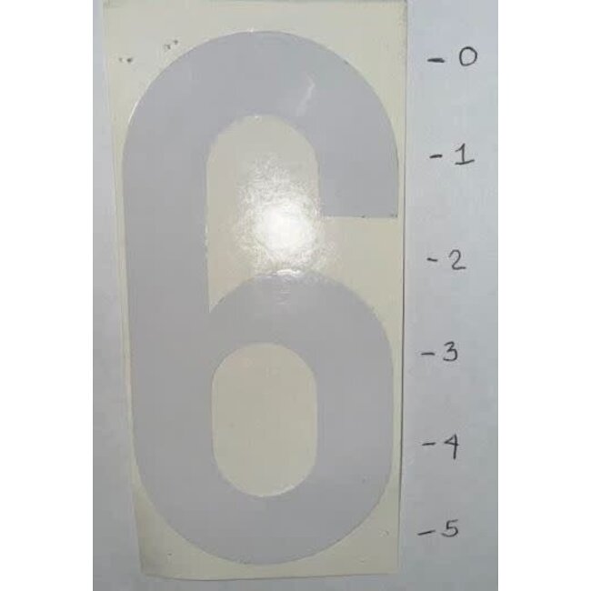 STICKER - NUMBER 6 - WHITE - 5"