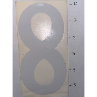 STICKER - NUMBER 8 - WHITE - 5"