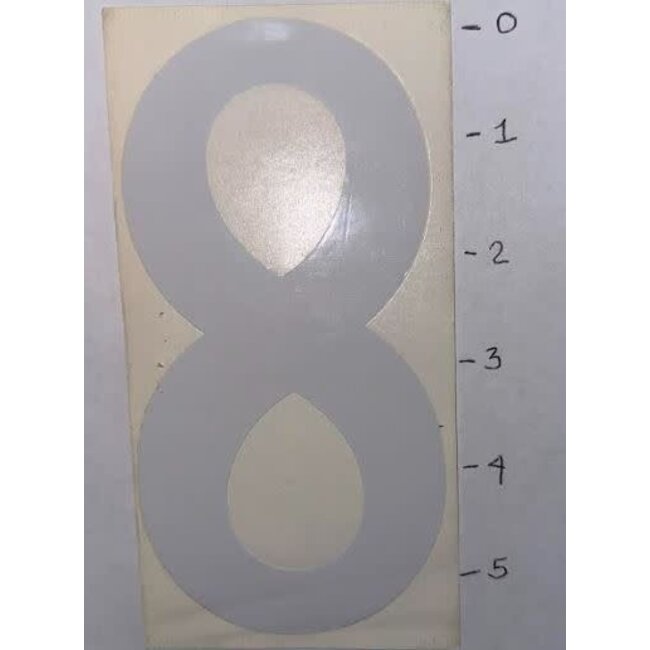 STICKER - NUMBER 8 - WHITE - 5"