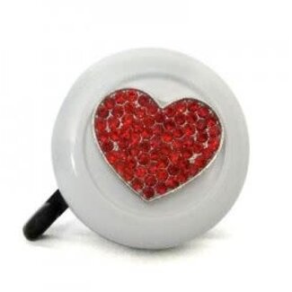 Cruiser Candy Red Heart Blinged Bike Bell (White)