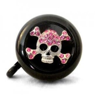 Cruiser Candy Pink Skull Blinged Bike Bell (Black)