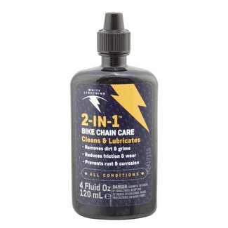 White Lightning CLEANER  2in1 BIKE CHAIN CARE LUBE 4oz 12/CS