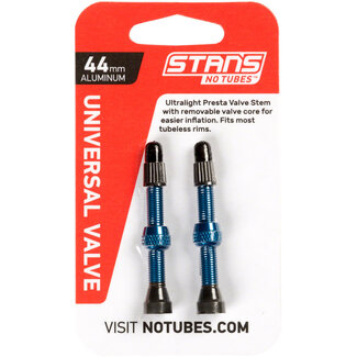 Stan's Stan's Alloy Valve Stems - 44mm, Pair, Blue