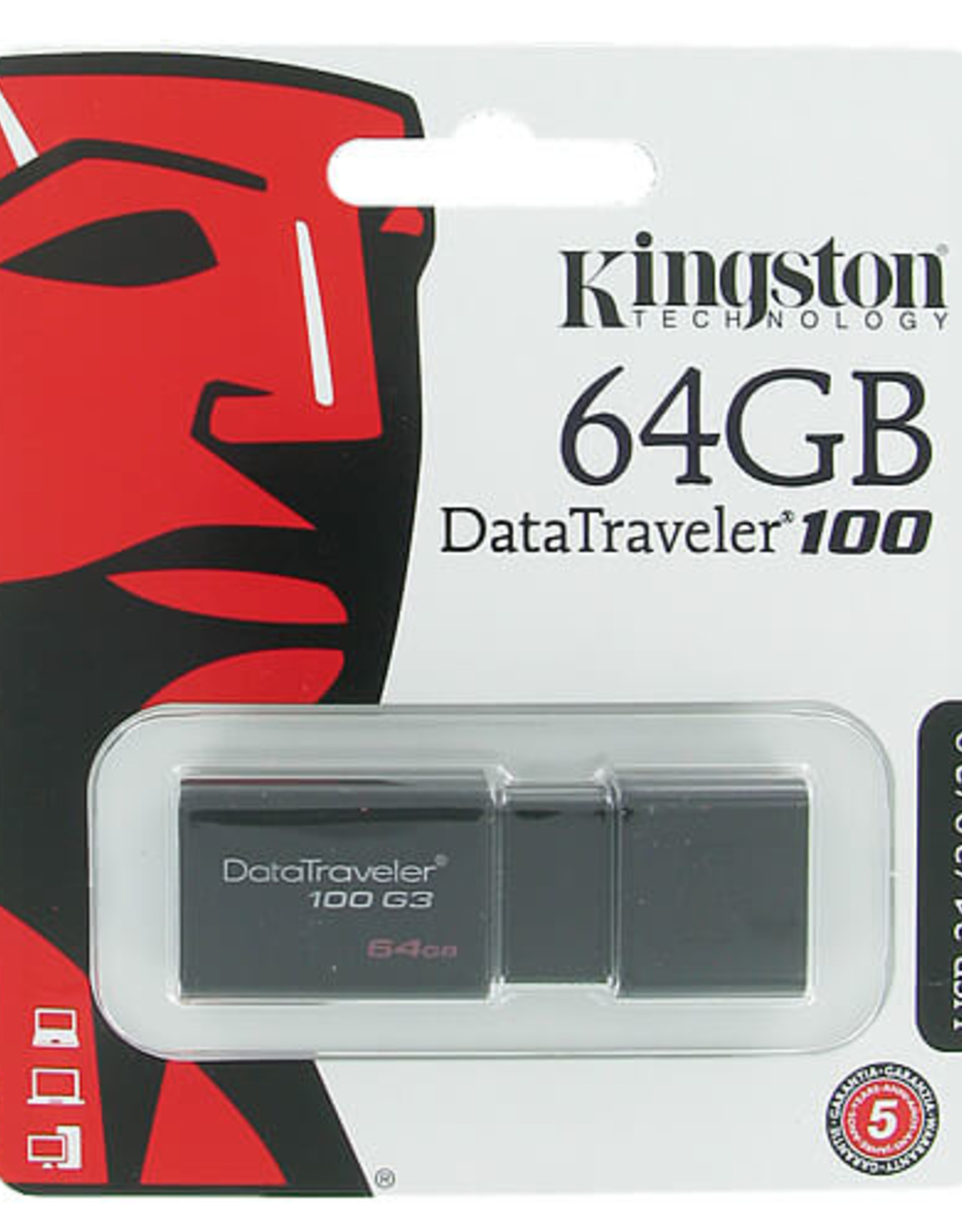 KINGSTON DATATRAVELER 100 G3 64GB USB 3.0 FLASH DRIVE