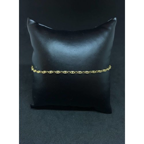 Amour 10" 10k Yellow & White Gold Anchor Link Anklet Amour 10" 10k Yellow & White Gold Anchor Link Anklet