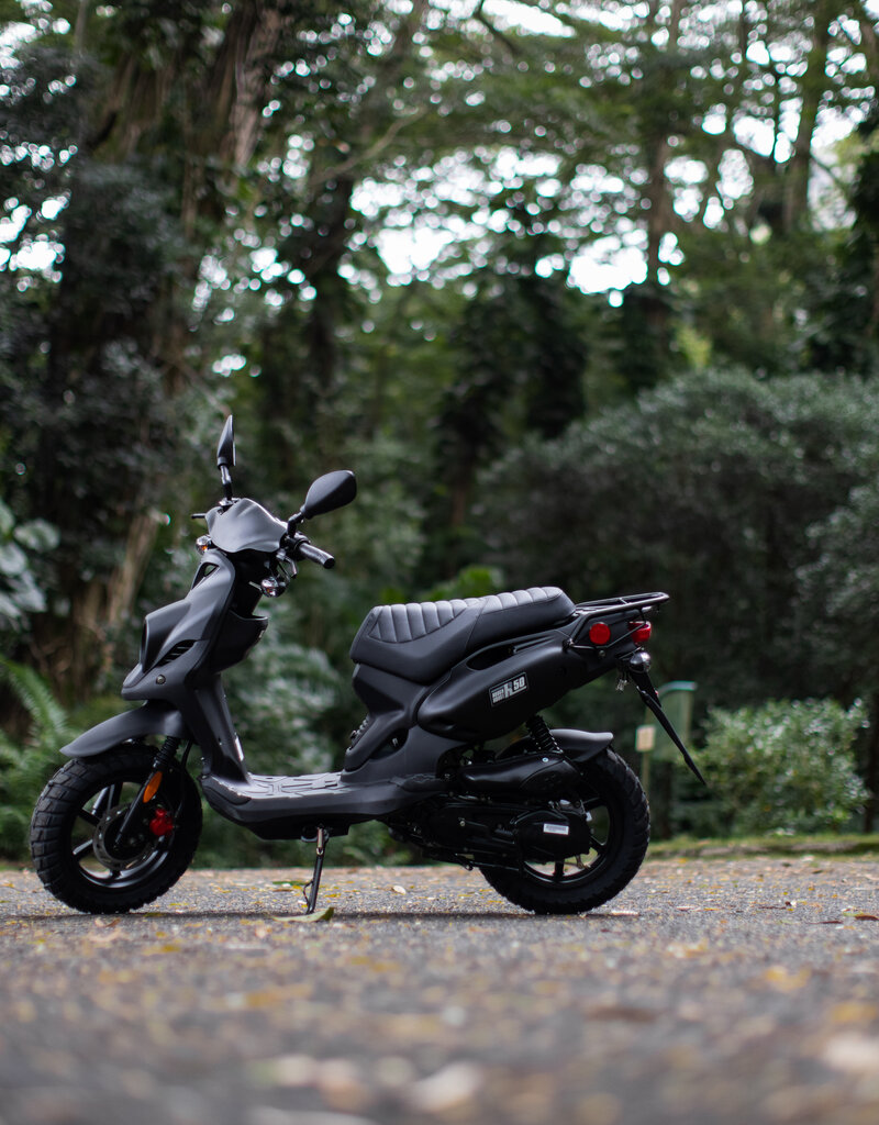 Genuine Scooters 2024 Matte Black Genuine Roughhouse 50cc Moped