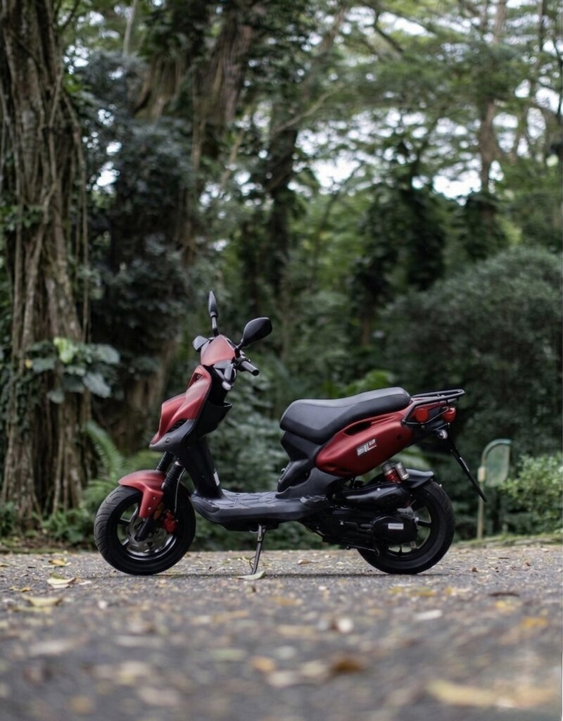 Genuine Scooters 2026 Matte Red Genuine Roughhouse Sport 50cc Moped**