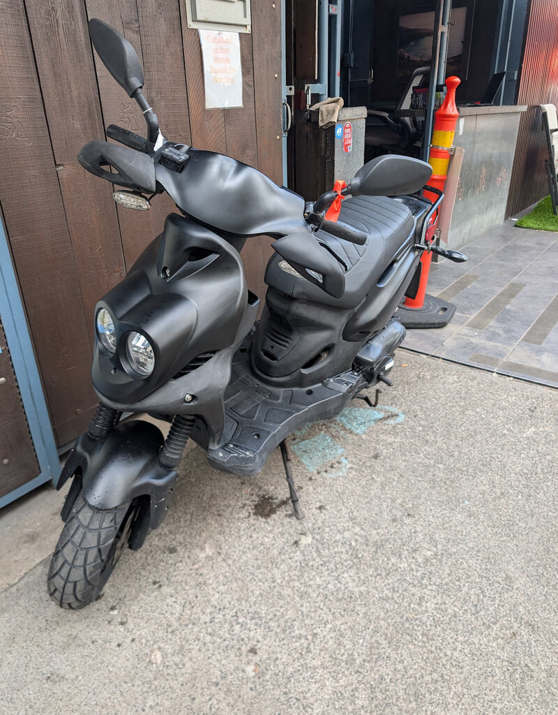 Genuine Scooters 2022 Matte Black Genuine Roughhouse Sport 50cc Moped B.B. (#1880)