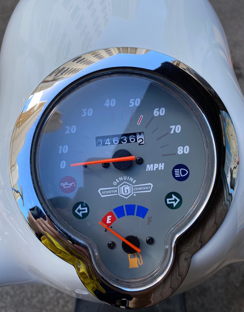 2024 White Genuine Buddy 50cc Moped (b.b. 5393)