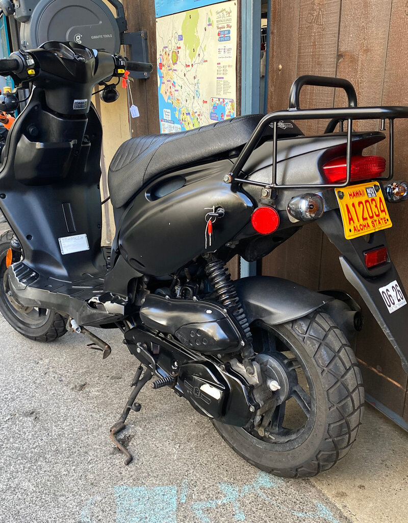 Genuine Scooters 2024 Black Genuine Roughhouse 50 cc Moped (b.b. 5958)