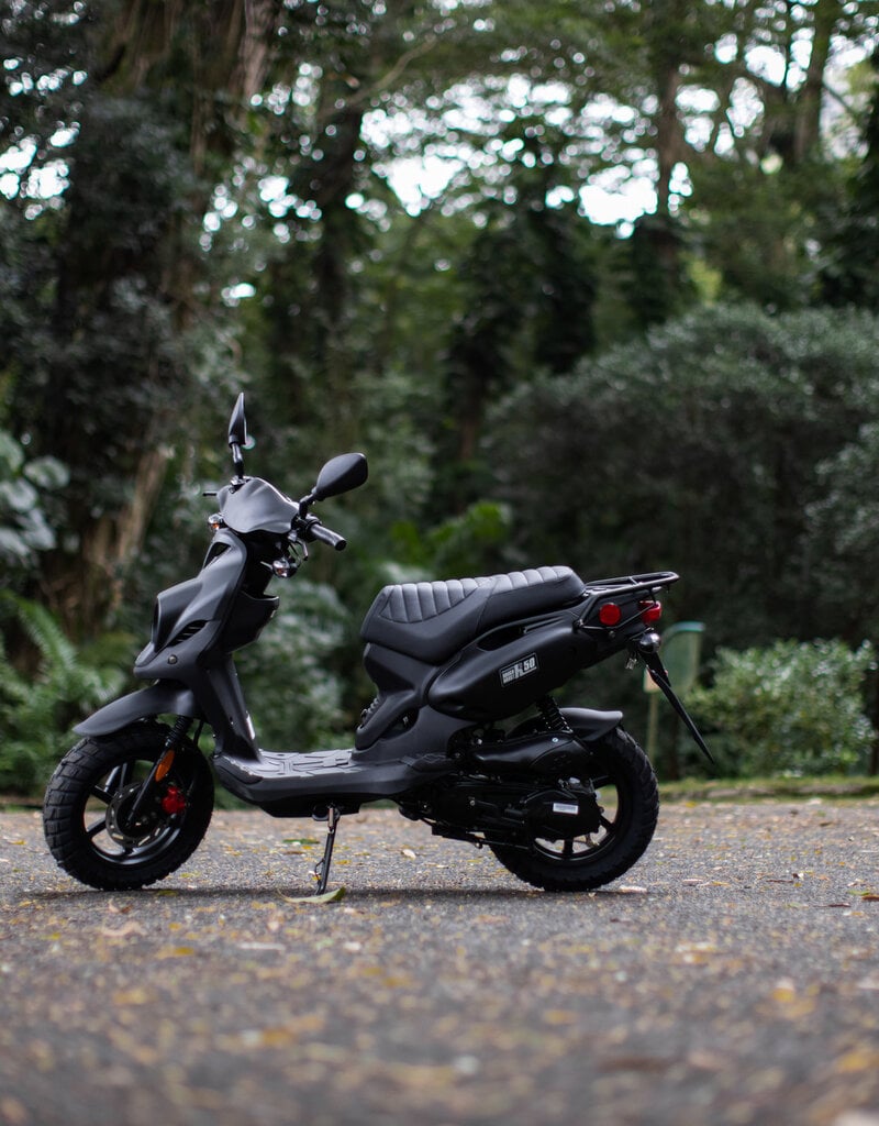Genuine Scooters 2026 Matte Black Genuine Roughhouse 50cc Moped**