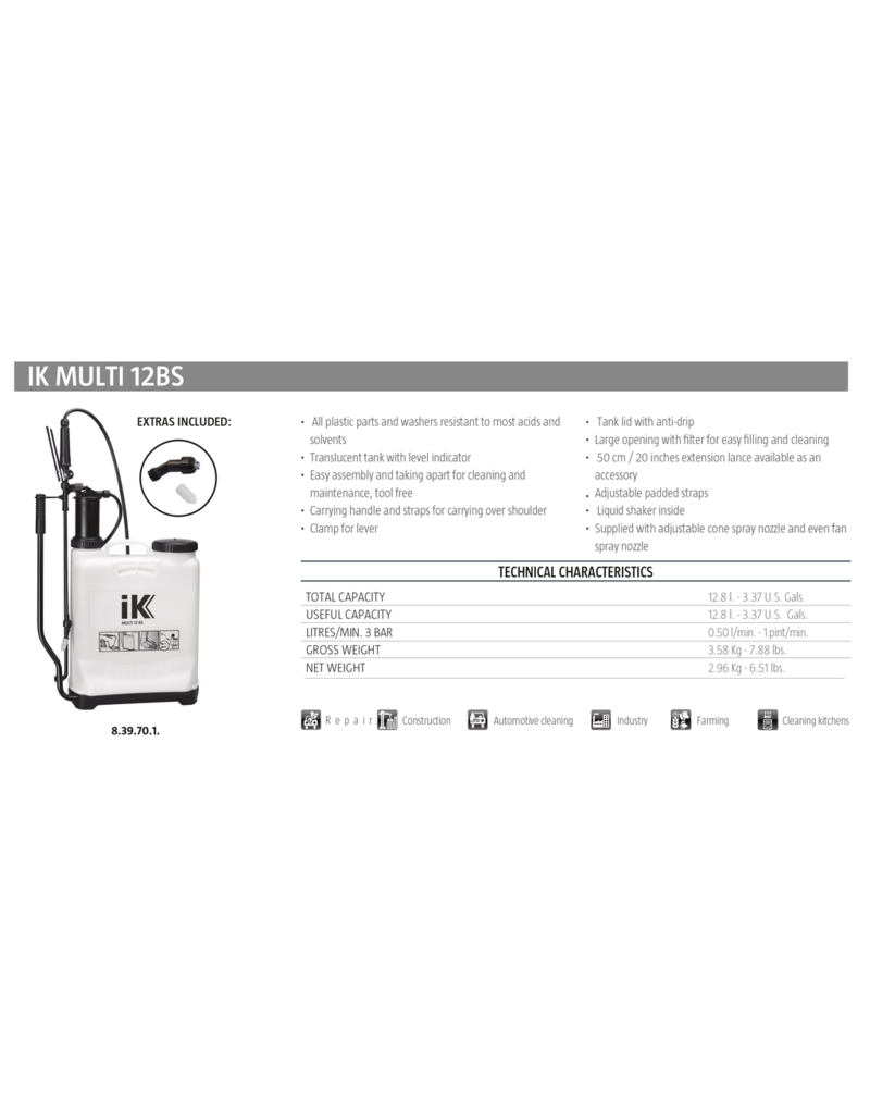 CleanHub IK Multi 12 BackPack Sprayer