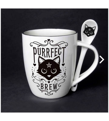 Purrfect the Brew Mug & Spoon set