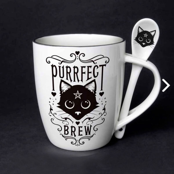 Purrfect the Brew Mug & Spoon set