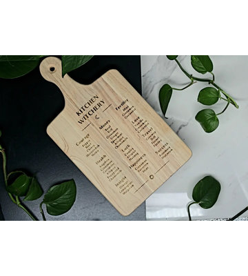 13" kitchen witch herbal engraved charcuterie cutting board