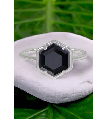 Hexagon Ring - Hematite