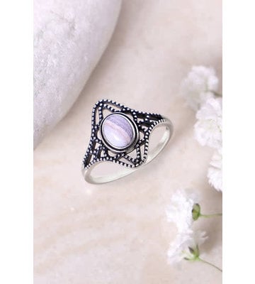 Sterling Silver Antiq Ring w/ Blue Lace Agate