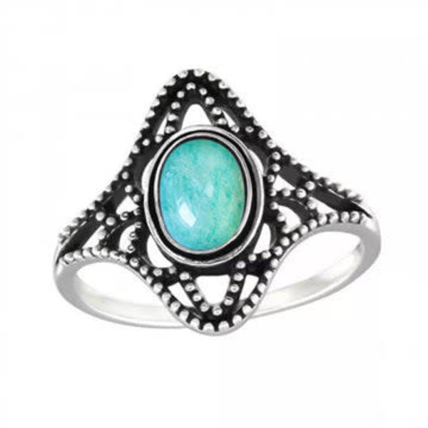 Sterling Silver Antiq Ring w/ Amazonite