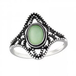 Sterling Silver Antiq Ring w/ Green Aventurine