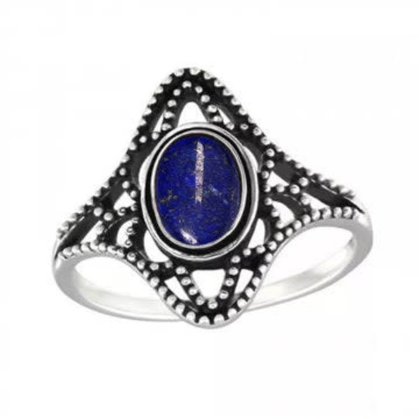 Sterling Silver Antiq Ring w/ Lapis