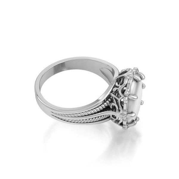 Sterling Silver Pentagram Ring w/Clear Quartz