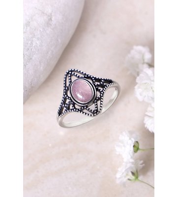 Sterling Silver Antiq Ring w/ Rose Quartz
