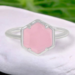 Hexagon Ring - Rose Quartz