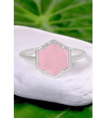 Hexagon Ring - Rose Quartz